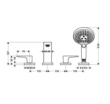 Bộ trộn bồn tắm 4 lỗ Metropol 589.50.522